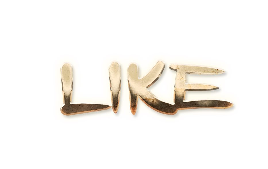 WORD LIKE gold text effects art typography PNG images free